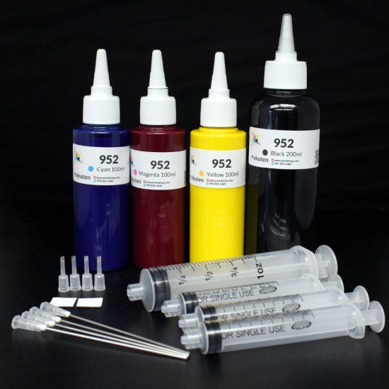 Refill Kit for HP 952 952XL Genuine ink cartirdge with 500ml clogging free premium pigment ink